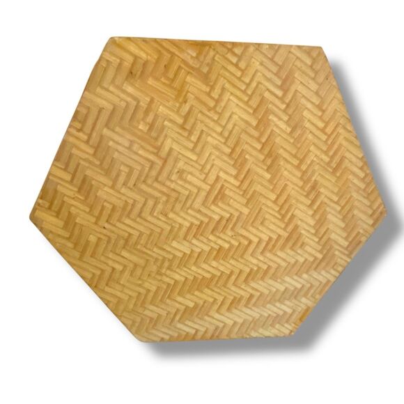 Vtg Chinese Bamboo Straw Rattan Hand Made Trinket Boxes Hexagonal Pair Nesting - Picture 8 of 16